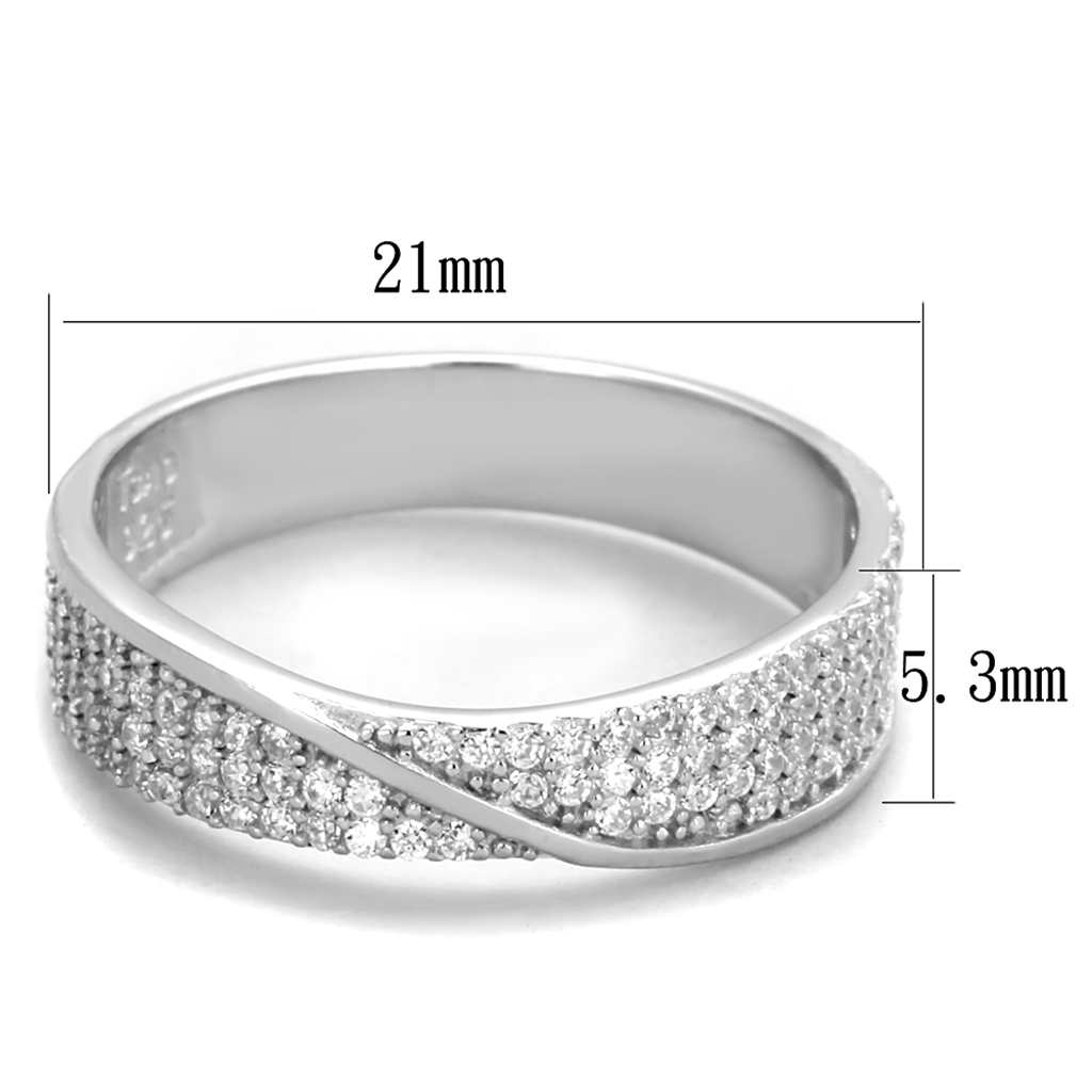 TS373 - 925 Sterling Silver Ring Rhodium Women AAA Grade CZ Clear