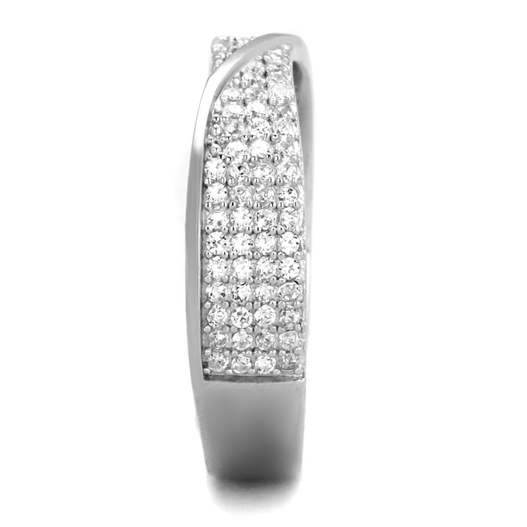 TS373 - 925 Sterling Silver Ring Rhodium Women AAA Grade CZ Clear