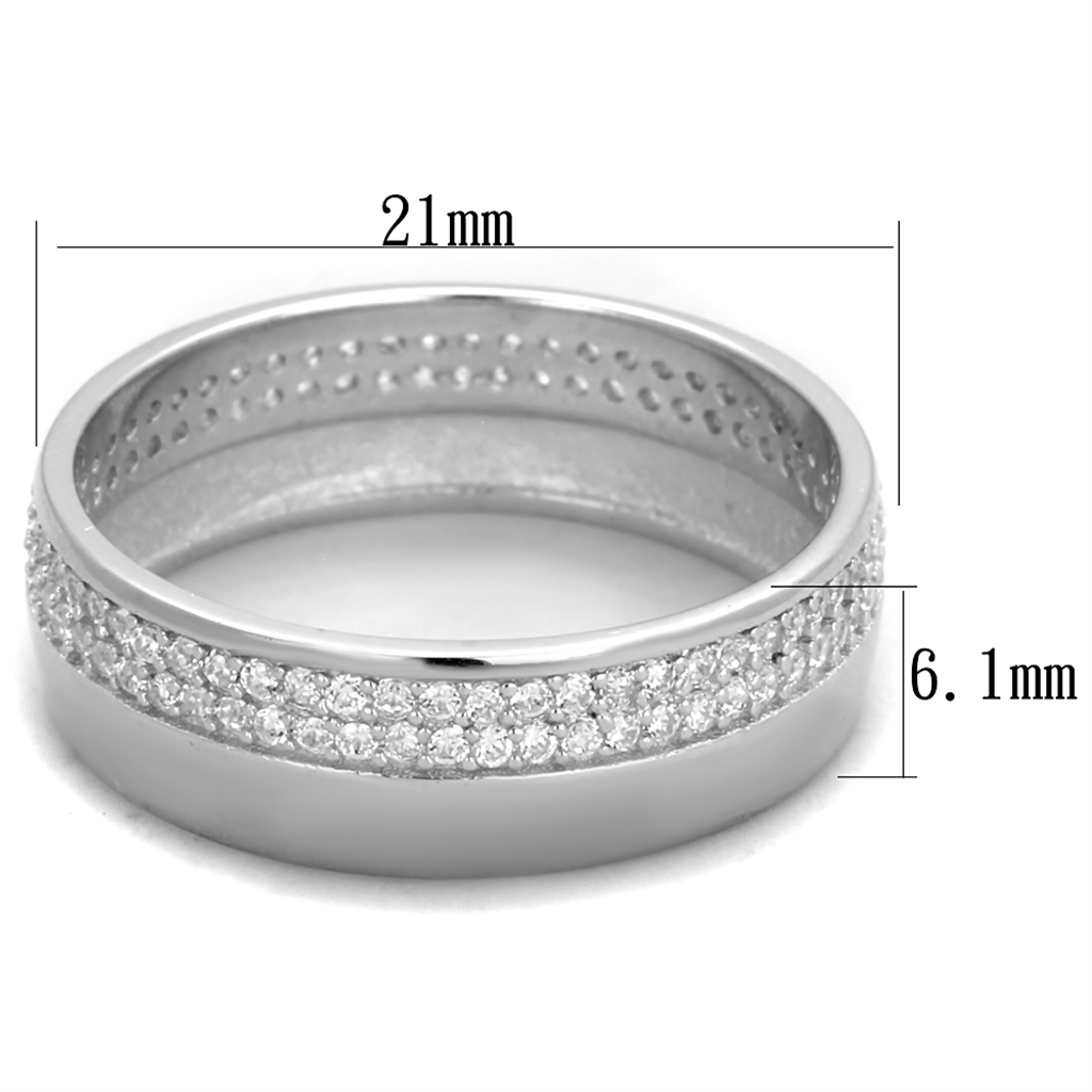 TS375 - 925 Sterling Silver Ring Rhodium Women AAA Grade CZ Clear