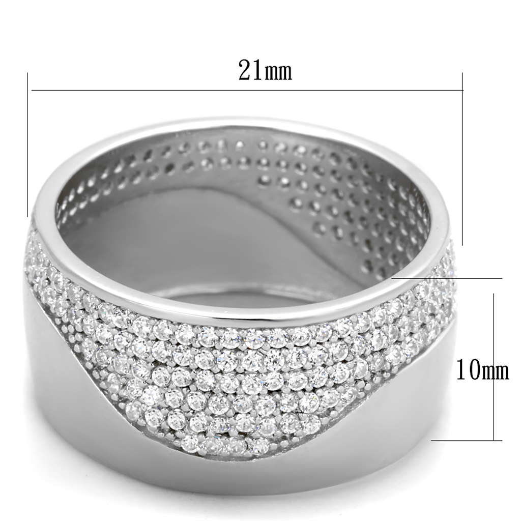 TS378 - 925 Sterling Silver Ring Rhodium Women AAA Grade CZ Clear