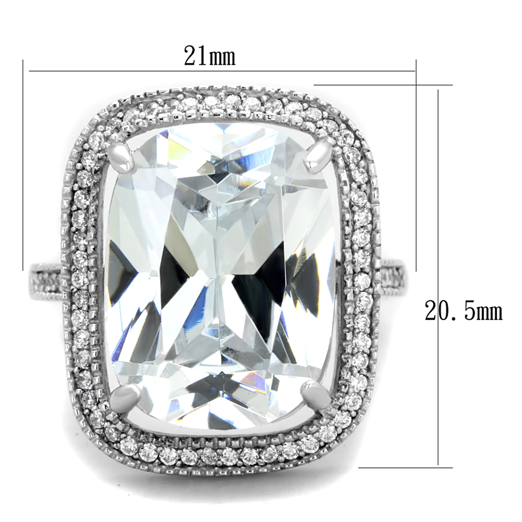 TS391 - 925 Sterling Silver Ring Rhodium Women AAA Grade CZ Clear