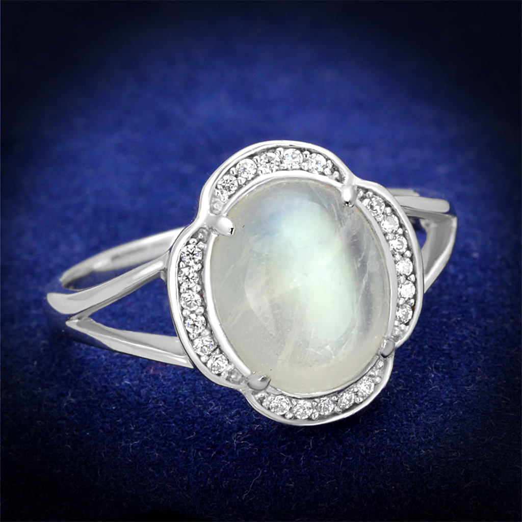 TS393 - 925 Sterling Silver Ring Rhodium Women Semi-Precious Clear