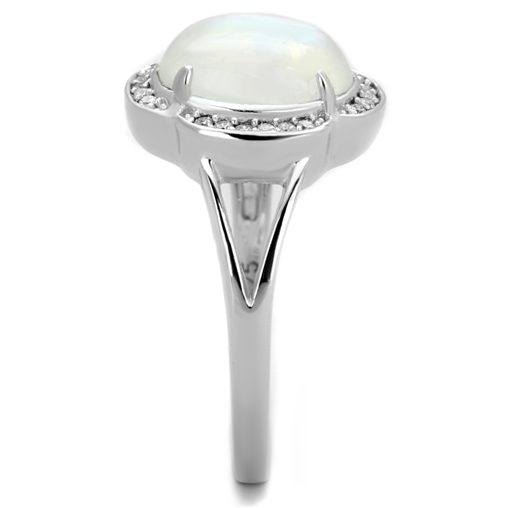 TS393 - 925 Sterling Silver Ring Rhodium Women Semi-Precious Clear