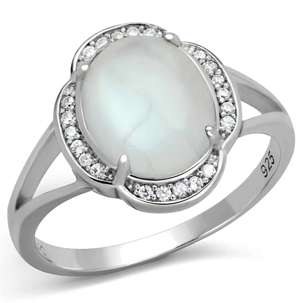 TS393 - 925 Sterling Silver Ring Rhodium Women Semi-Precious Clear