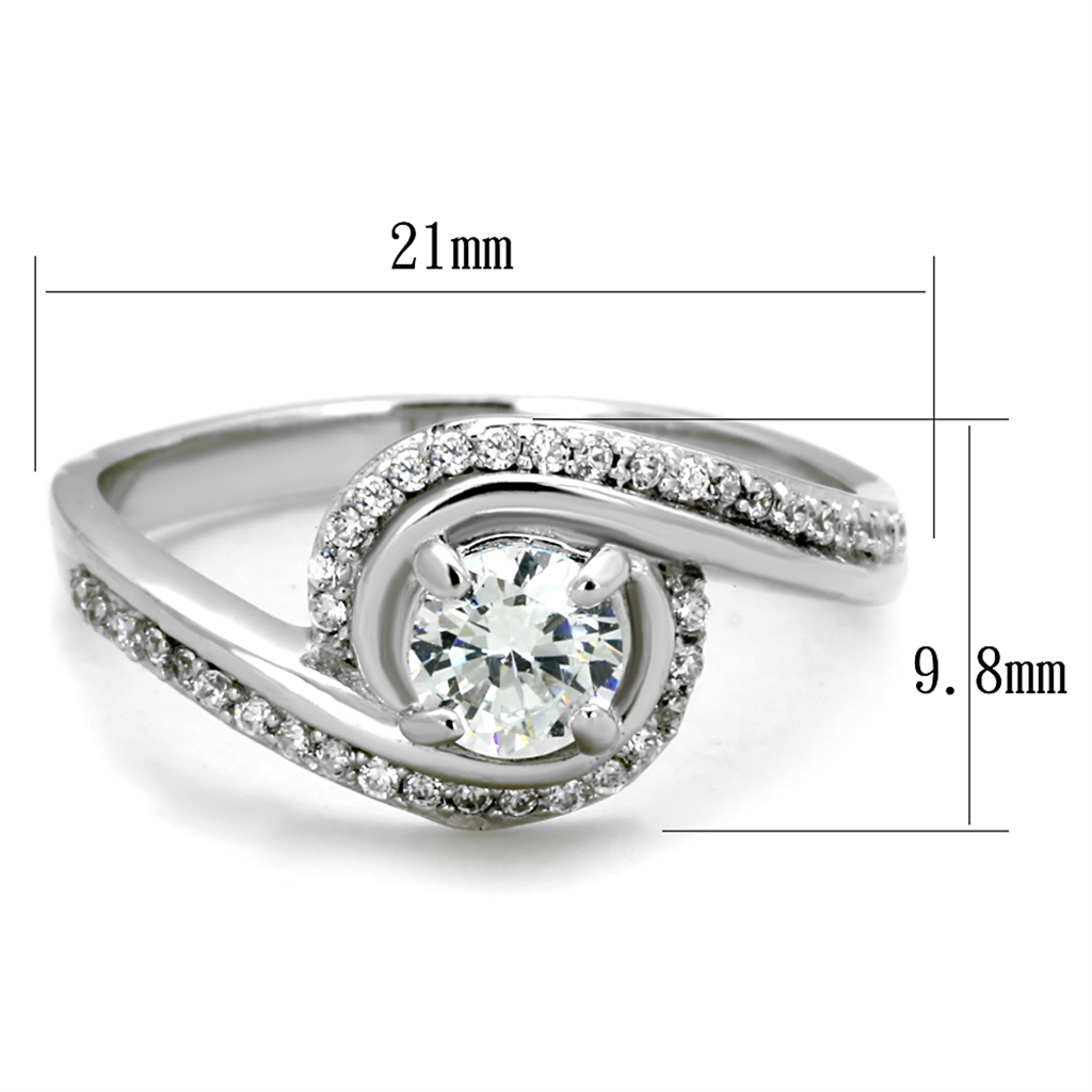 TS397 - 925 Sterling Silver Ring Rhodium Women AAA Grade CZ Clear