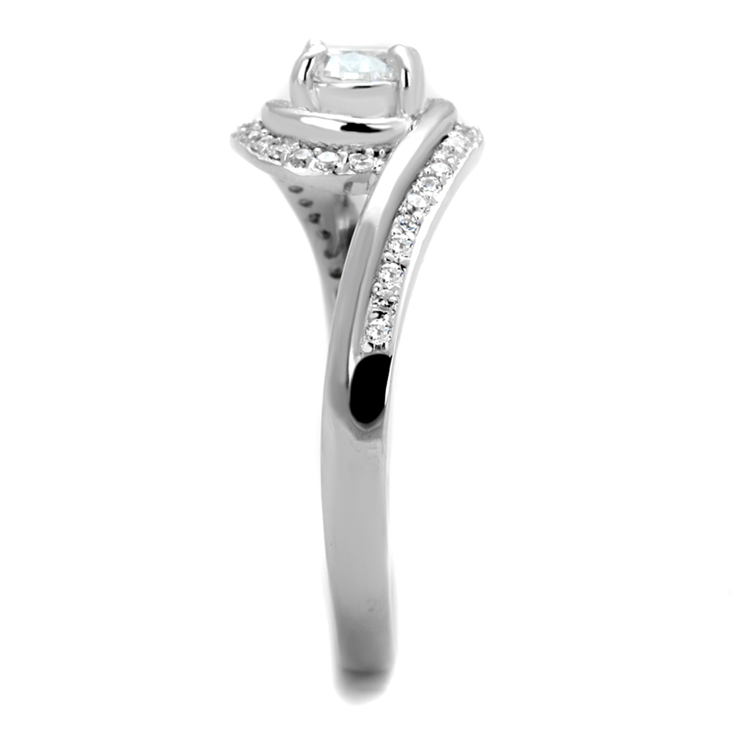 TS397 - 925 Sterling Silver Ring Rhodium Women AAA Grade CZ Clear