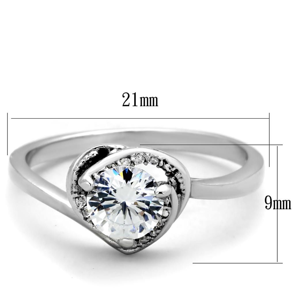 TS398 - 925 Sterling Silver Ring Rhodium Women AAA Grade CZ Clear