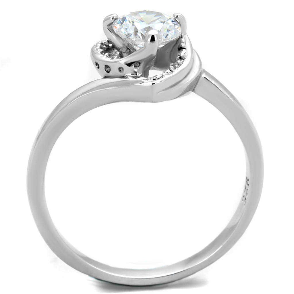 TS398 - 925 Sterling Silver Ring Rhodium Women AAA Grade CZ Clear