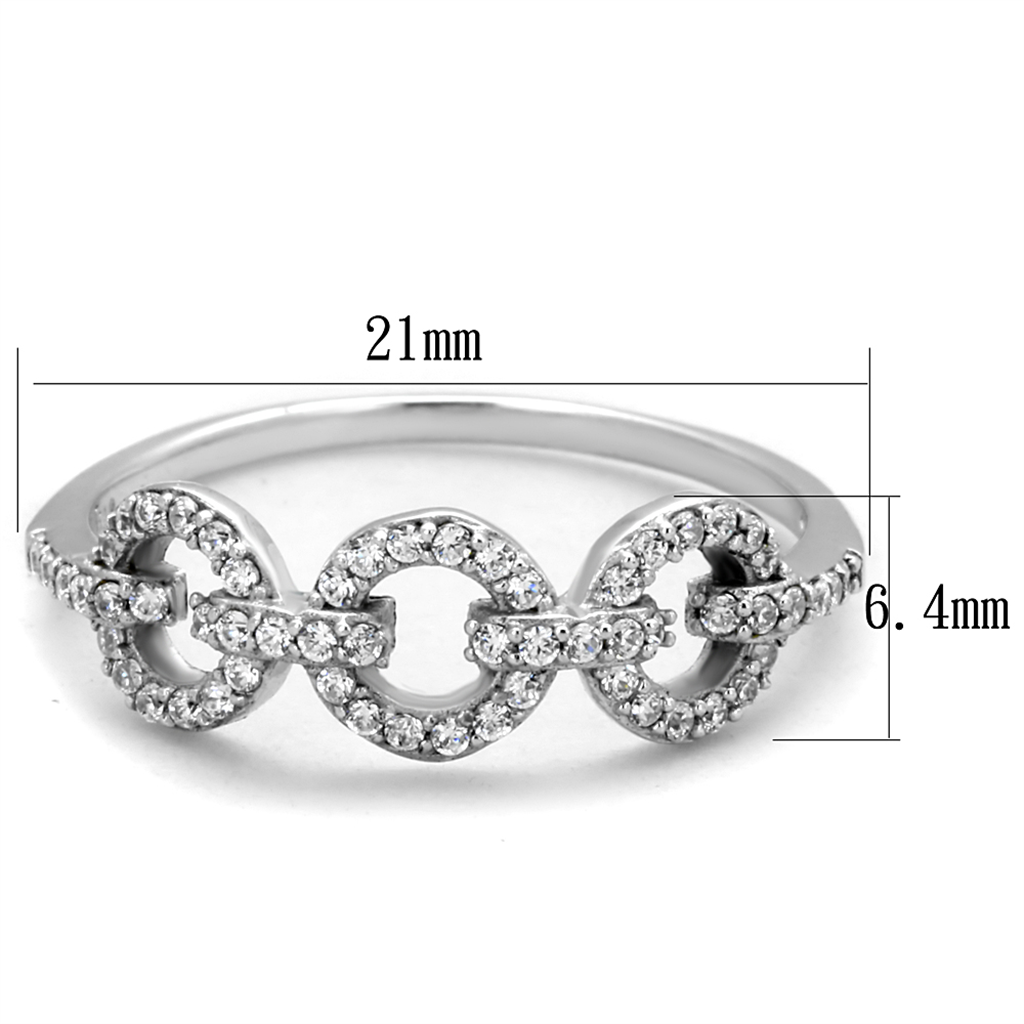 TS400 - 925 Sterling Silver Ring Rhodium Women AAA Grade CZ Clear