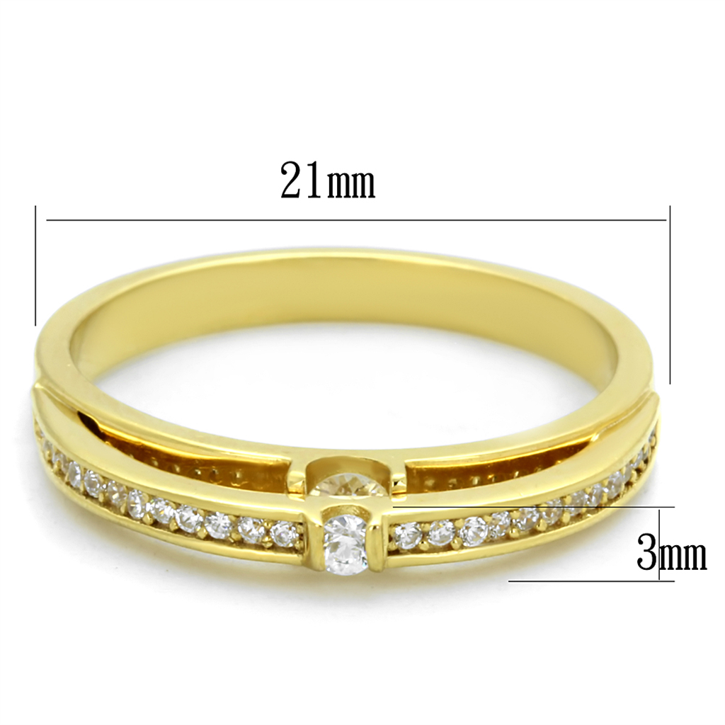 TS403 - 925 Sterling Silver Ring Gold Women AAA Grade CZ Clear