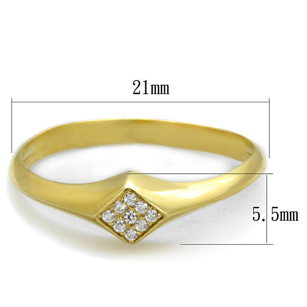 TS406 - 925 Sterling Silver Ring Gold Women AAA Grade CZ Clear