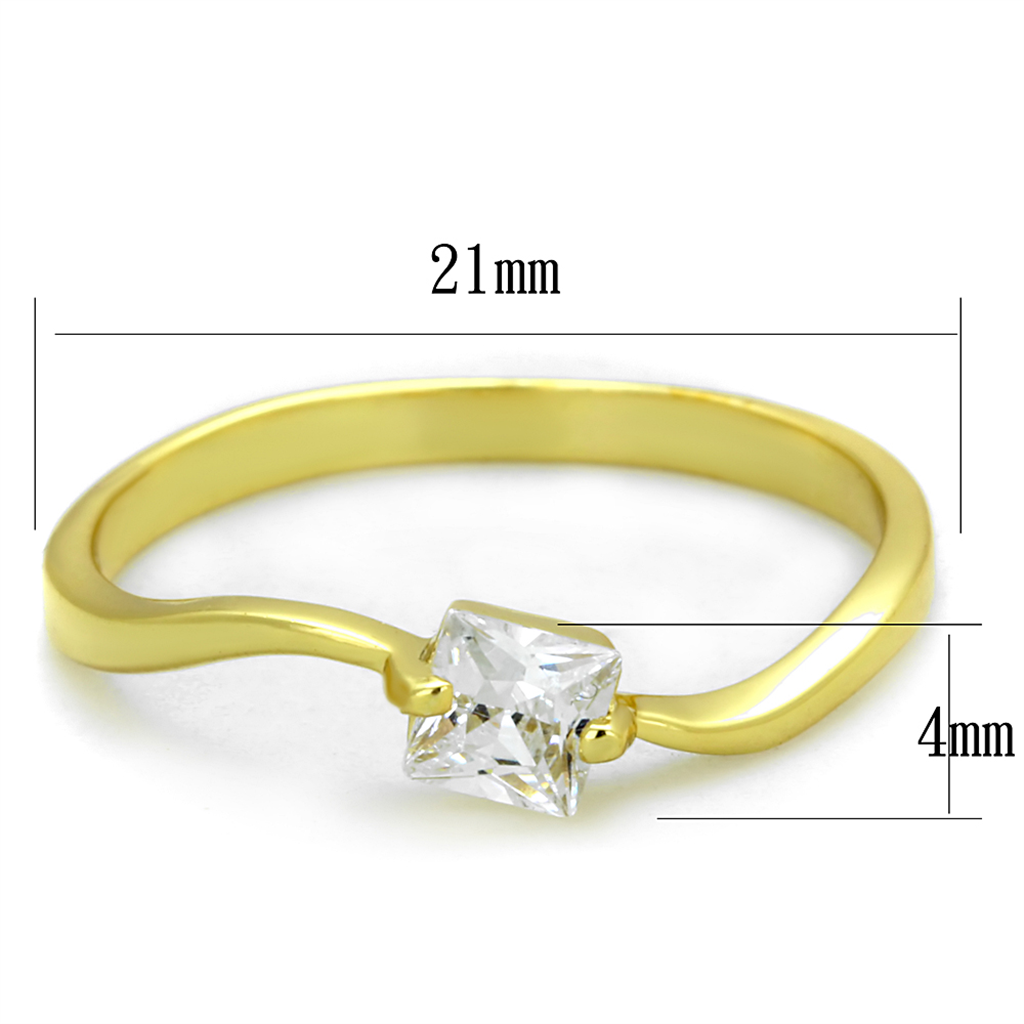 TS407 - 925 Sterling Silver Ring Gold Women AAA Grade CZ Clear