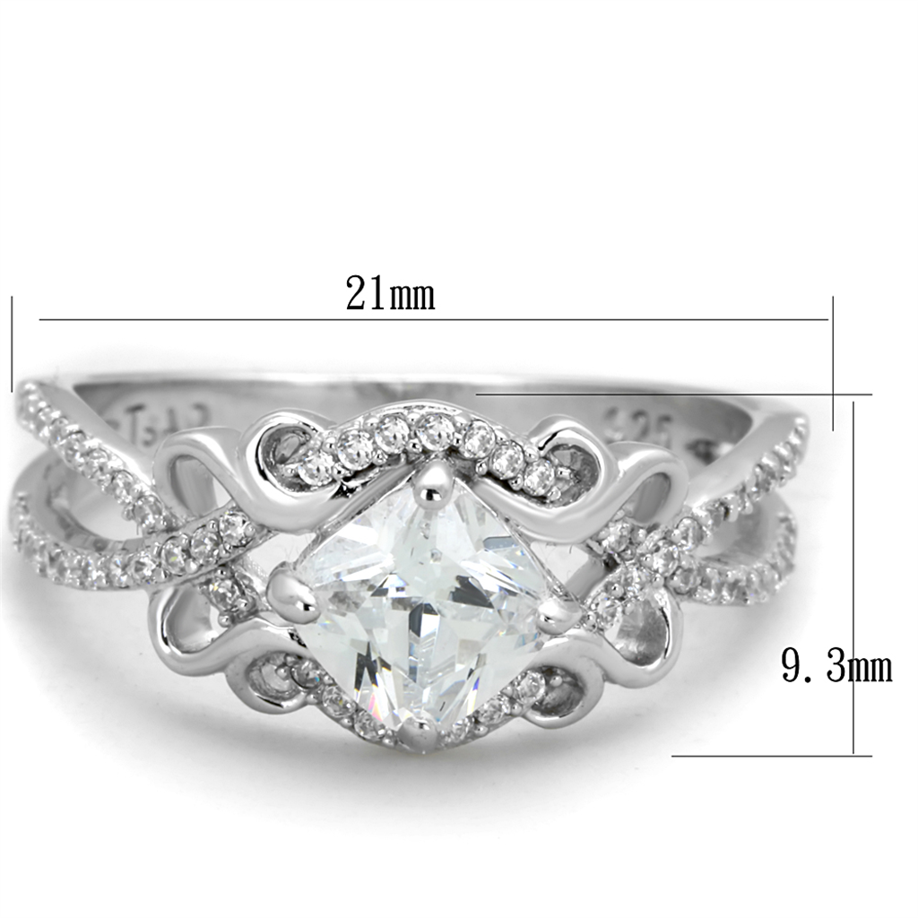 TS421 - 925 Sterling Silver Ring Rhodium Women AAA Grade CZ Clear