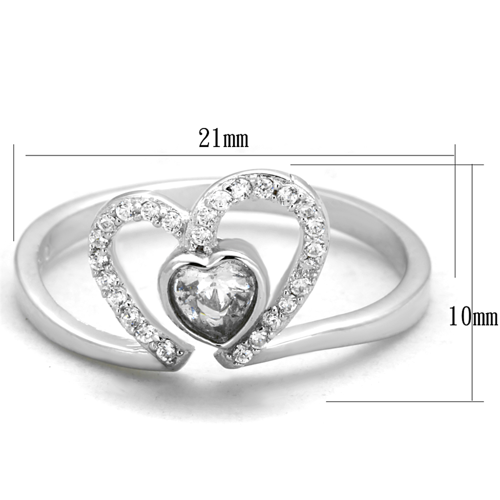 TS422 - 925 Sterling Silver Ring Rhodium Women AAA Grade CZ Clear