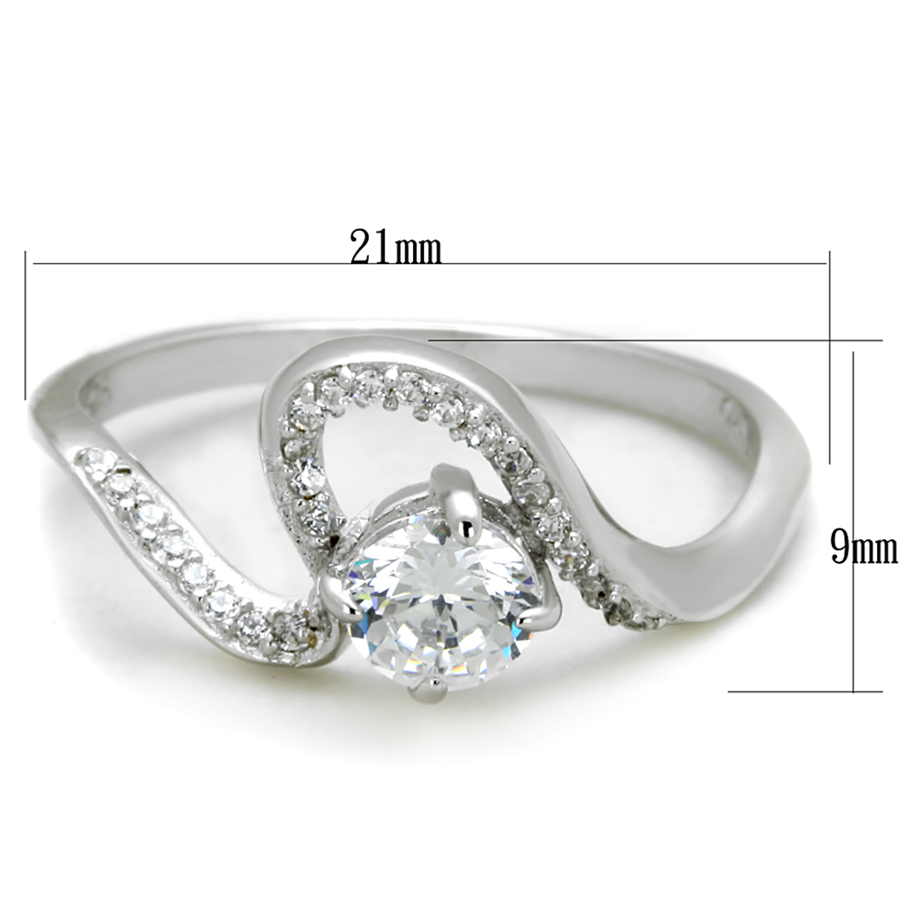 TS423 - 925 Sterling Silver Ring Rhodium Women AAA Grade CZ Clear