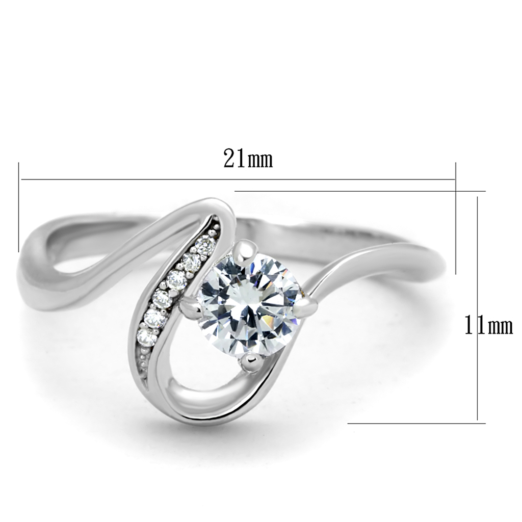 TS424 - 925 Sterling Silver Ring Rhodium Women AAA Grade CZ Clear