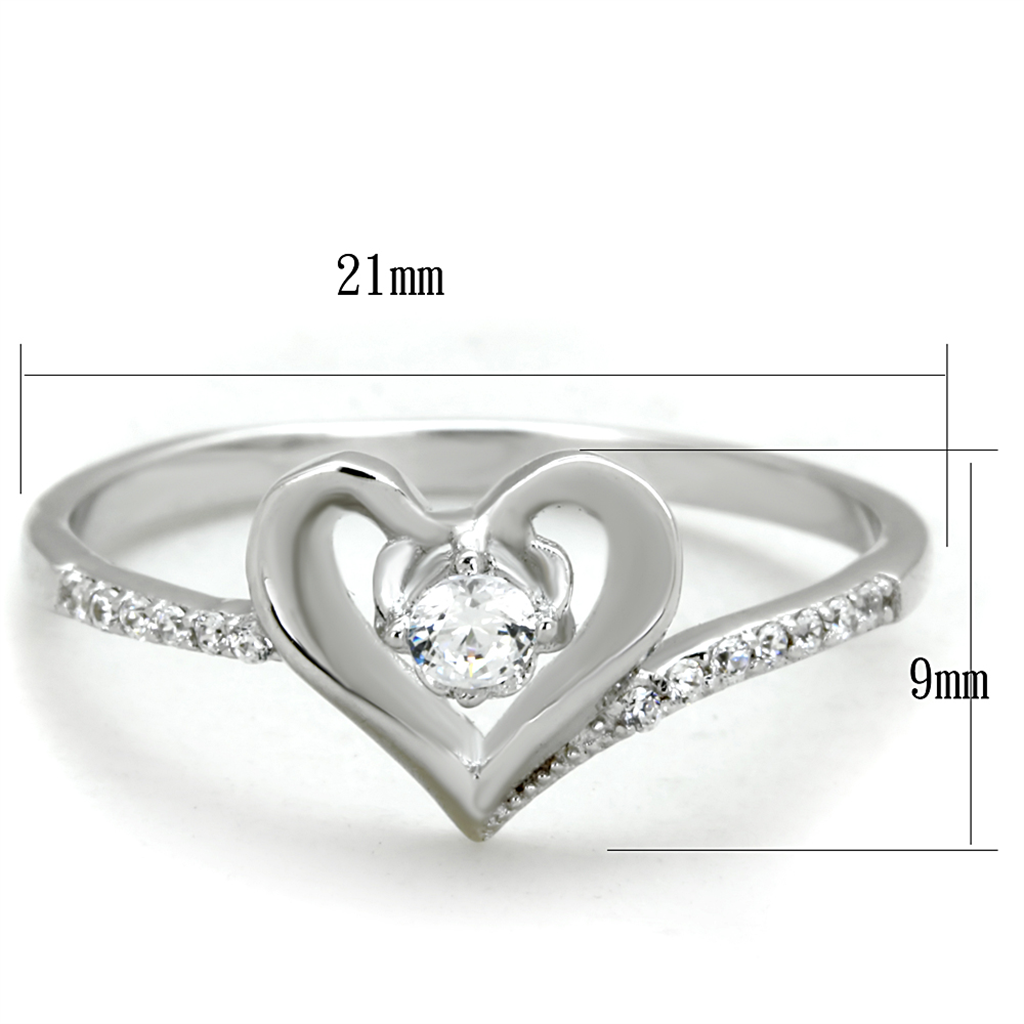 TS425 - 925 Sterling Silver Ring Rhodium Women AAA Grade CZ Clear