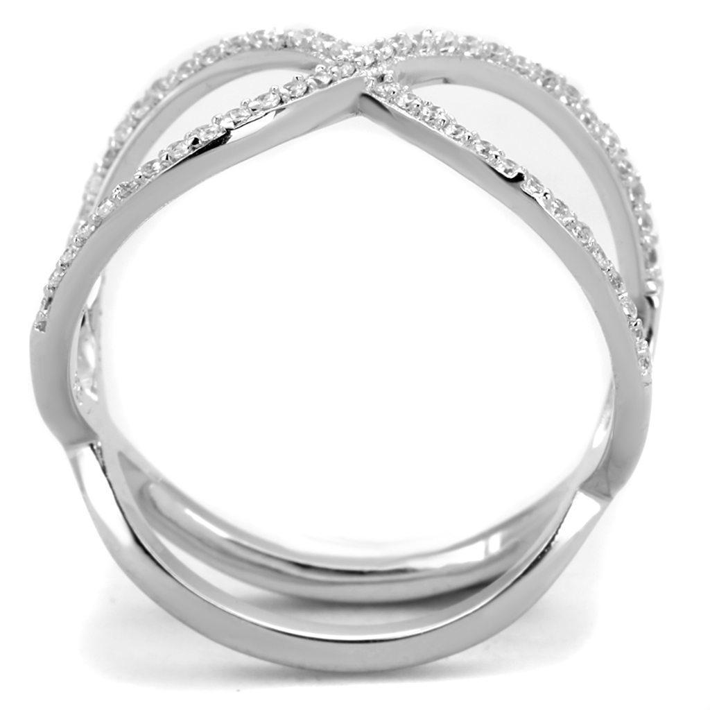 TS427 - 925 Sterling Silver Ring Rhodium Women AAA Grade CZ Clear