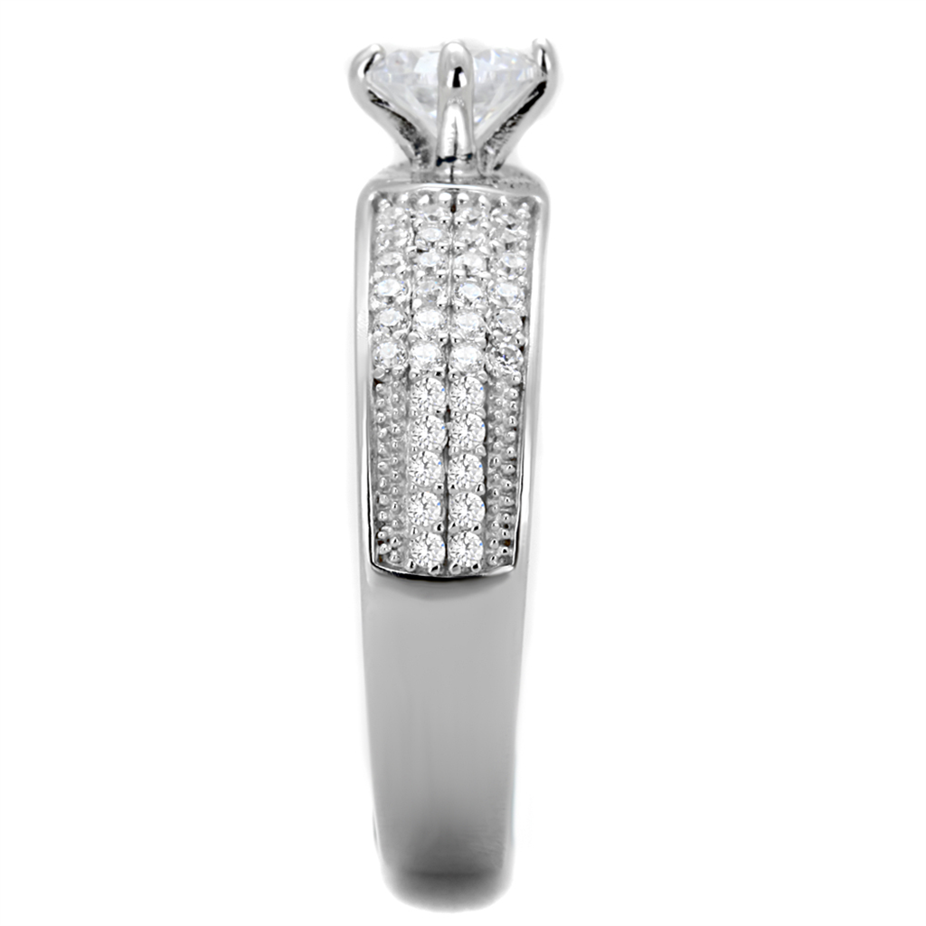 TS428 - 925 Sterling Silver Ring Rhodium Women AAA Grade CZ Clear