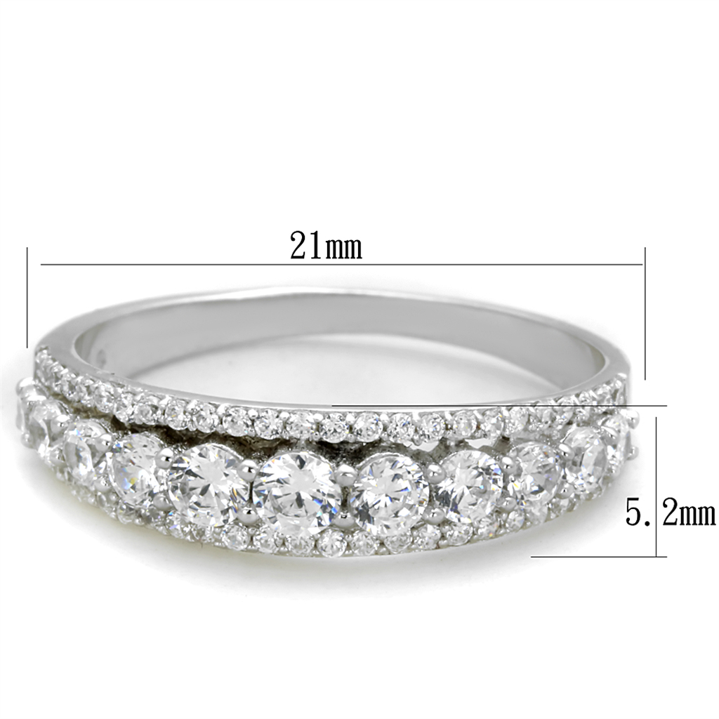 TS429 - 925 Sterling Silver Ring Rhodium Women AAA Grade CZ Clear