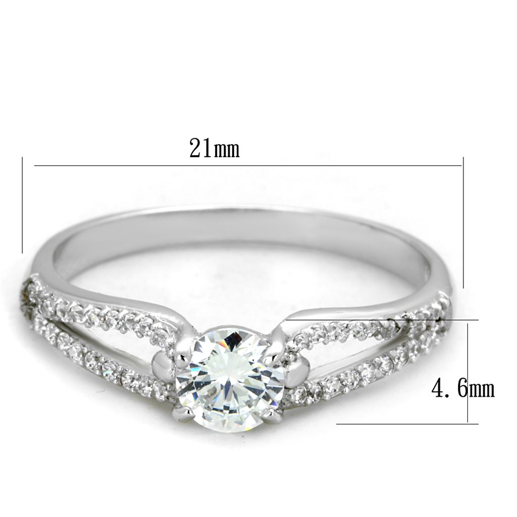 TS431 - 925 Sterling Silver Ring Rhodium Women AAA Grade CZ Clear