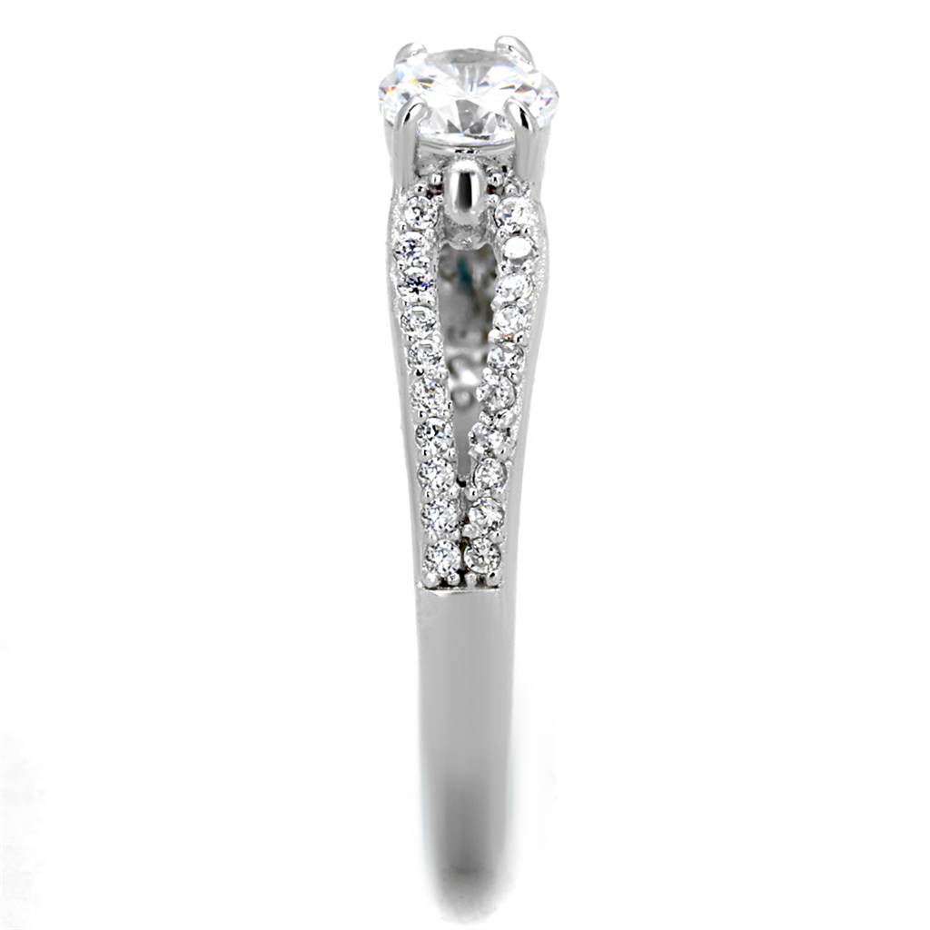 TS431 - 925 Sterling Silver Ring Rhodium Women AAA Grade CZ Clear