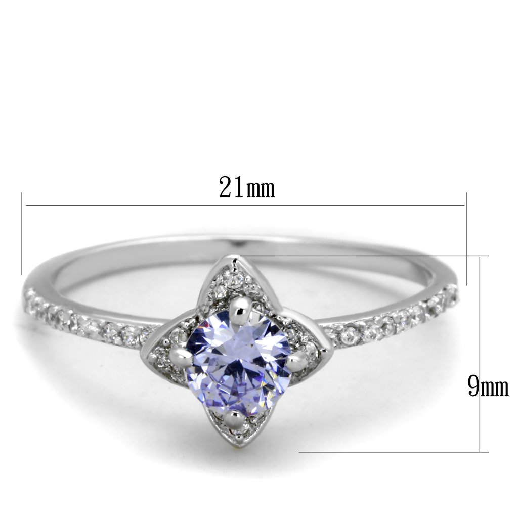 TS432 - 925 Sterling Silver Ring Rhodium Women AAA Grade CZ Light Amethyst