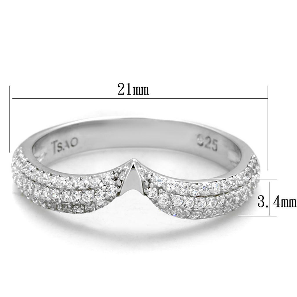 TS433 - 925 Sterling Silver Ring Rhodium Women AAA Grade CZ Clear