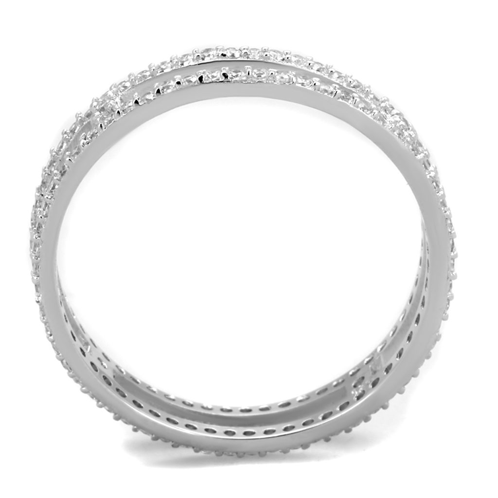 TS434 - 925 Sterling Silver Ring Rhodium Women AAA Grade CZ Clear