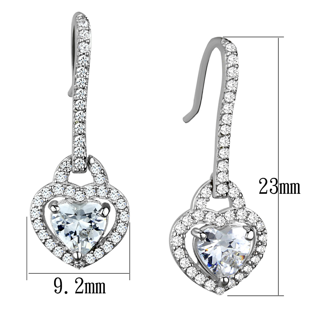 TS439 - 925 Sterling Silver Earrings Rhodium Women AAA Grade CZ Clear