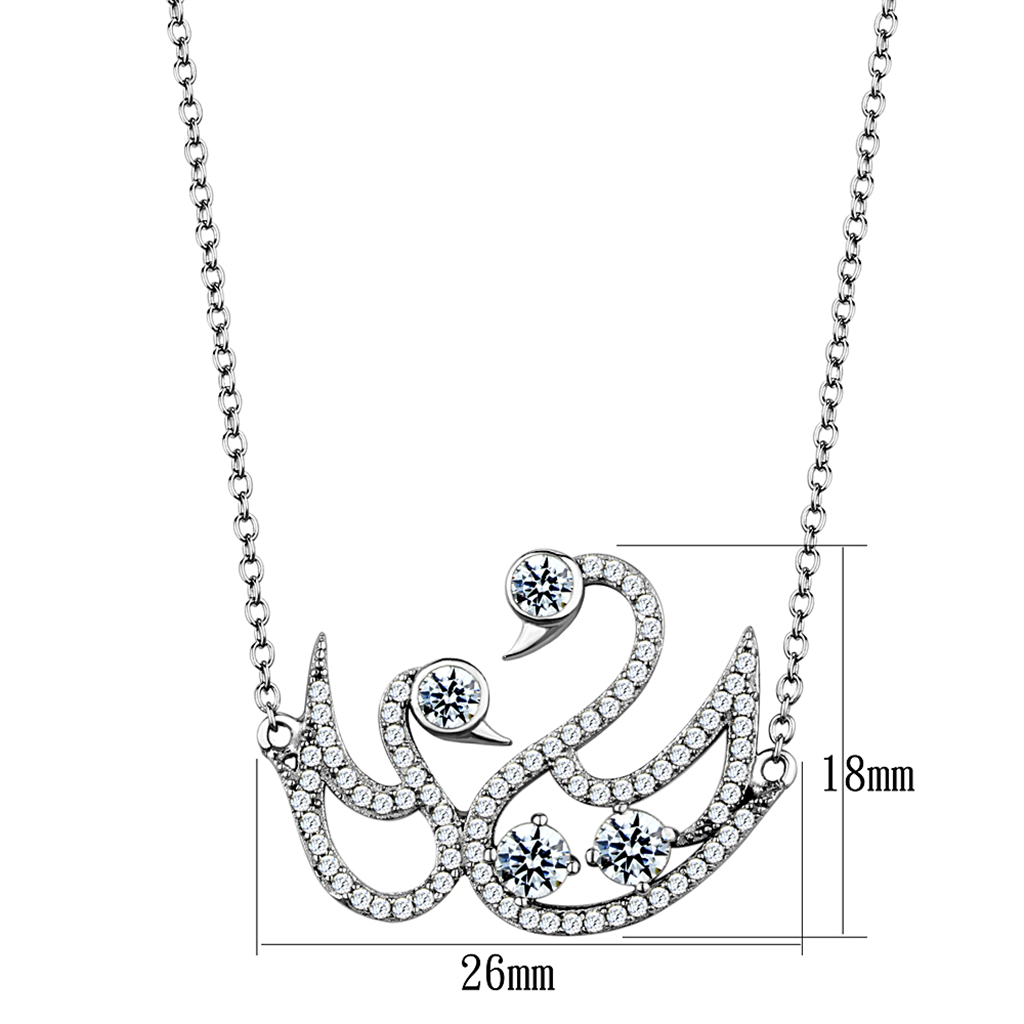 TS447 - 925 Sterling Silver Chain Pendant Rhodium Women AAA Grade CZ Clear