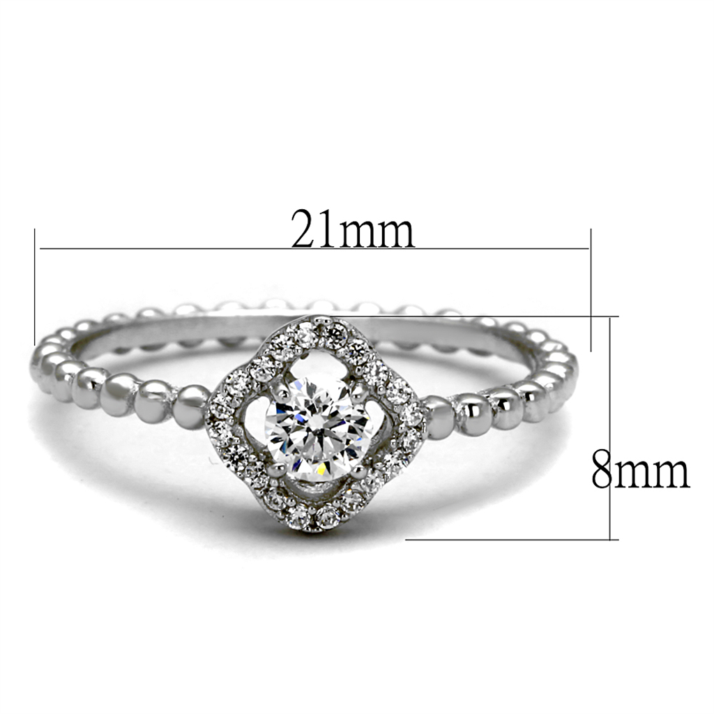 TS462 - 925 Sterling Silver Ring Rhodium Women AAA Grade CZ Clear