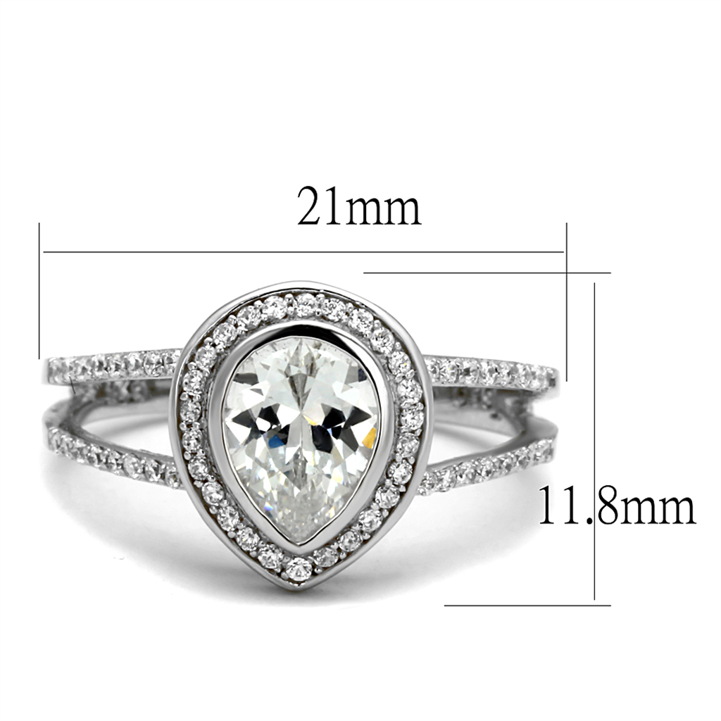 TS465 - 925 Sterling Silver Ring Rhodium Women AAA Grade CZ Clear