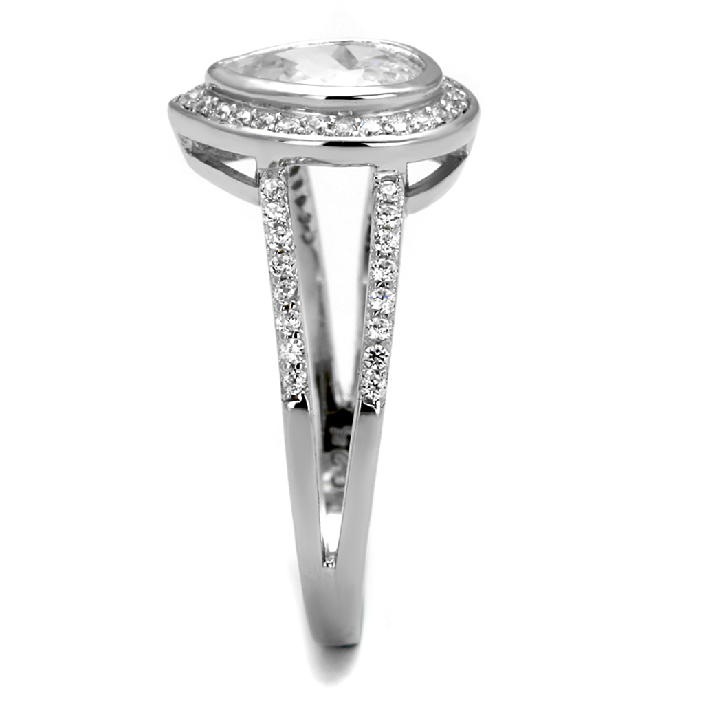 TS465 - 925 Sterling Silver Ring Rhodium Women AAA Grade CZ Clear