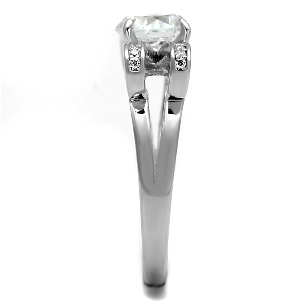 TS470 - 925 Sterling Silver Ring Rhodium Women AAA Grade CZ Clear