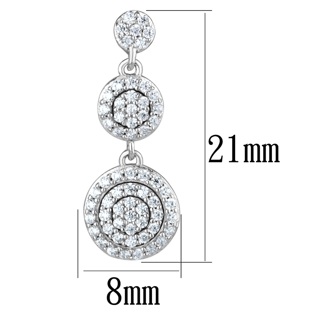 TS494 - 925 Sterling Silver Earrings Rhodium Women AAA Grade CZ Clear