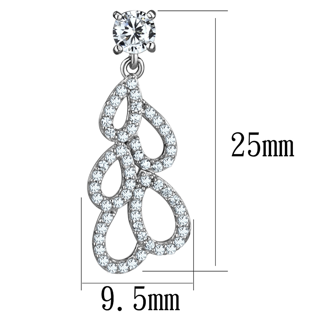 TS496 - 925 Sterling Silver Earrings Rhodium Women AAA Grade CZ Clear