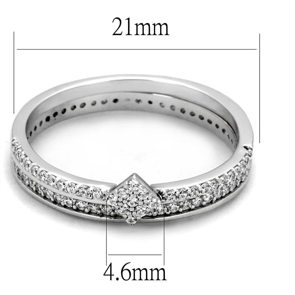 TS498 - 925 Sterling Silver Ring Rhodium Women AAA Grade CZ Clear