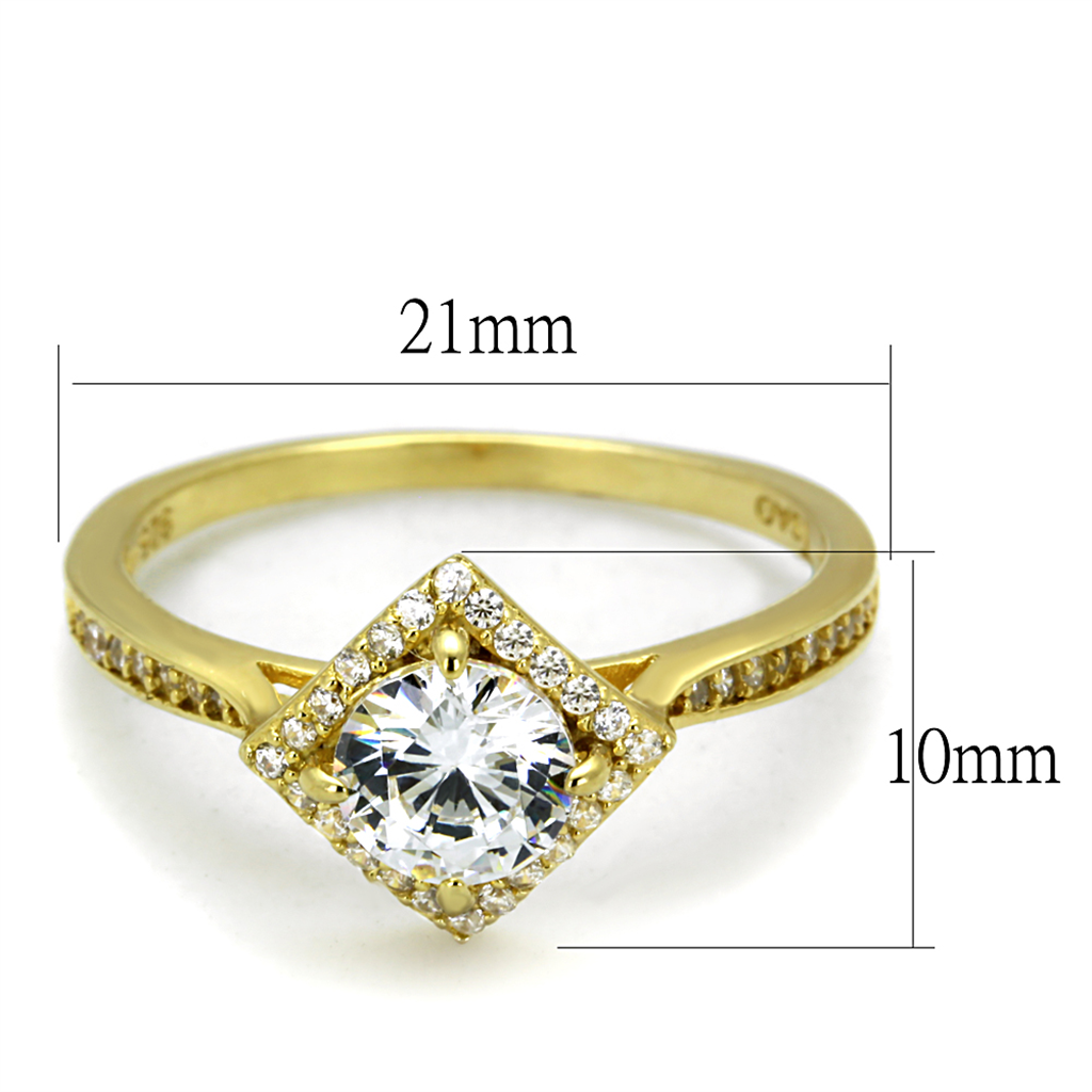 TS500 - 925 Sterling Silver Ring Gold Women AAA Grade CZ Clear