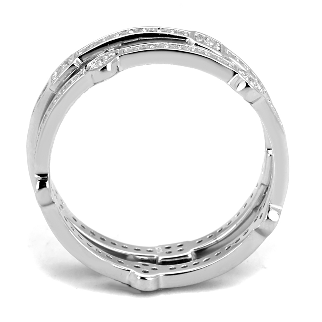 TS503 - 925 Sterling Silver Ring Rhodium Women AAA Grade CZ Clear