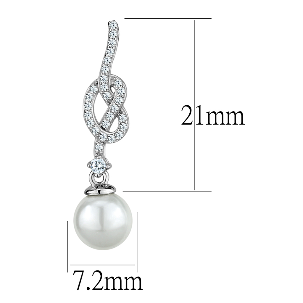 TS506 - 925 Sterling Silver Earrings Rhodium Women Synthetic White