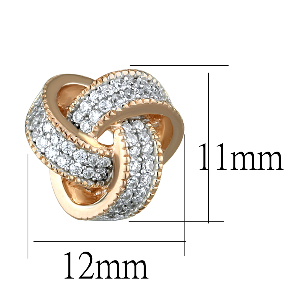 TS507 - 925 Sterling Silver Earrings Rose Gold + Rhodium Women AAA Grade CZ Clear