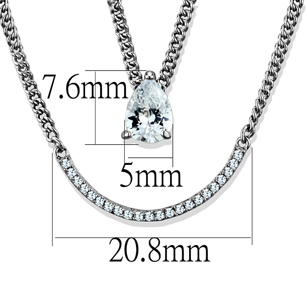 TS514 - 925 Sterling Silver Necklace Rhodium Women AAA Grade CZ Clear