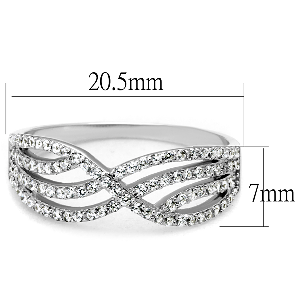 TS516 - 925 Sterling Silver Ring Rhodium Women AAA Grade CZ Clear