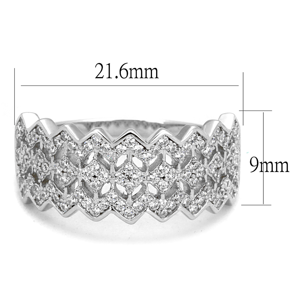 TS517 - 925 Sterling Silver Ring Rhodium Women AAA Grade CZ Clear