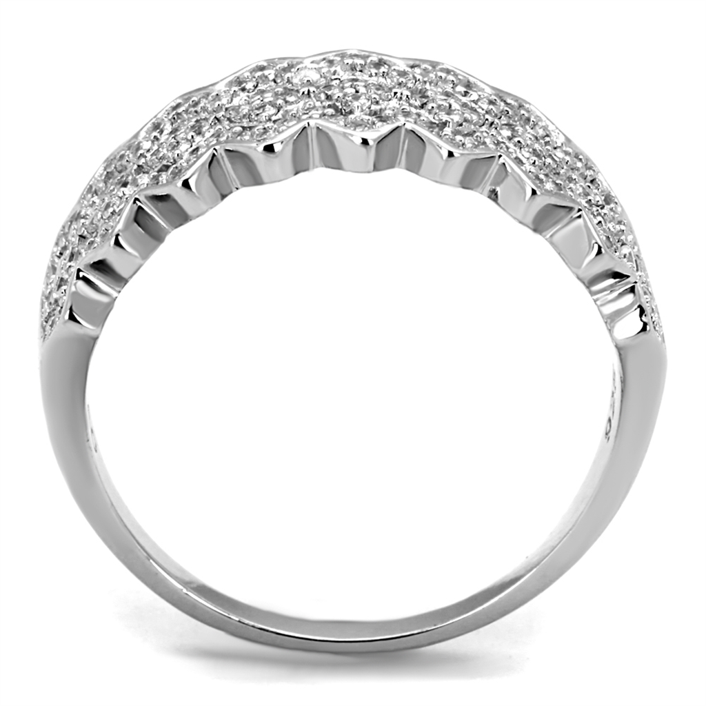 TS517 - 925 Sterling Silver Ring Rhodium Women AAA Grade CZ Clear