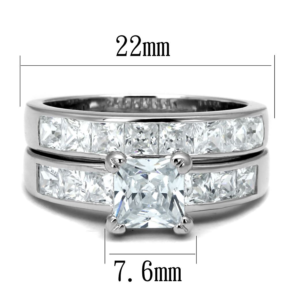 TS520 - 925 Sterling Silver Ring Rhodium Women AAA Grade CZ Clear