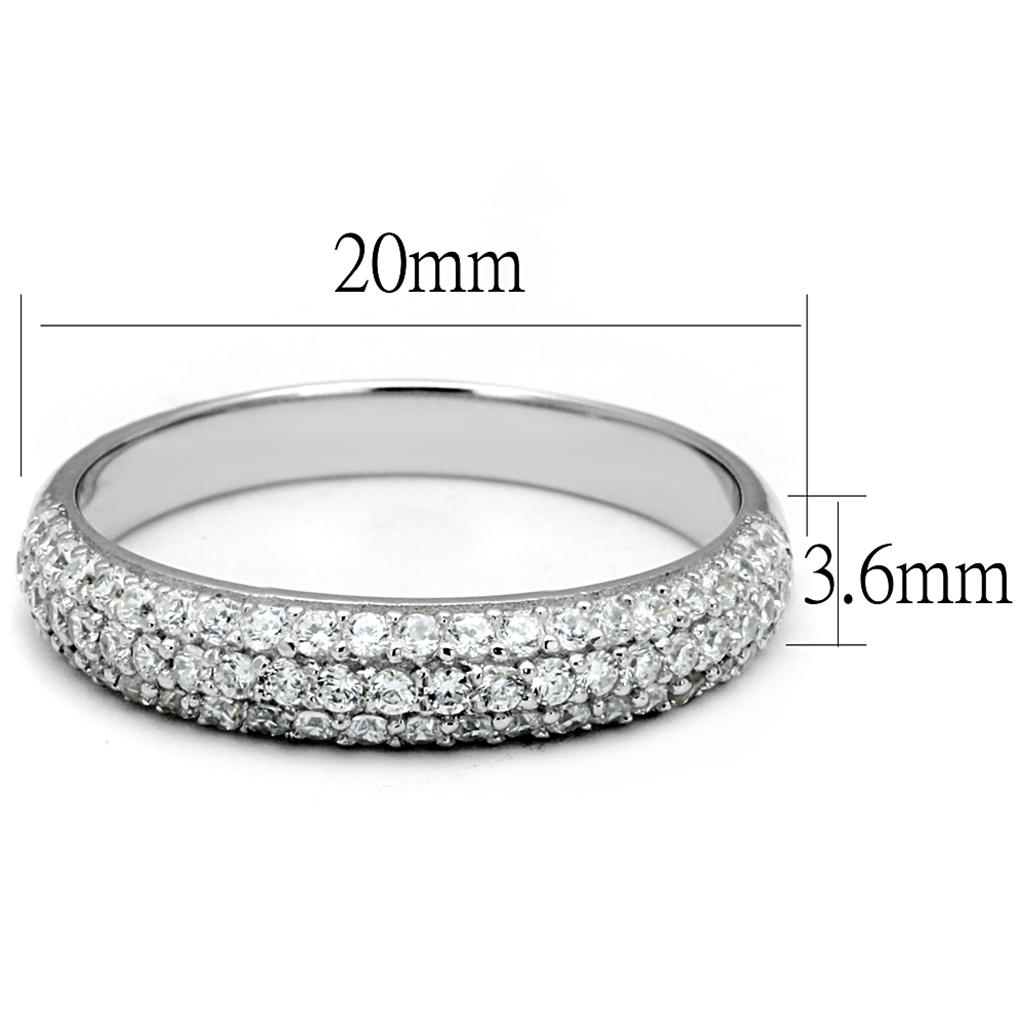 TS535 - 925 Sterling Silver Ring Rhodium Women AAA Grade CZ Clear