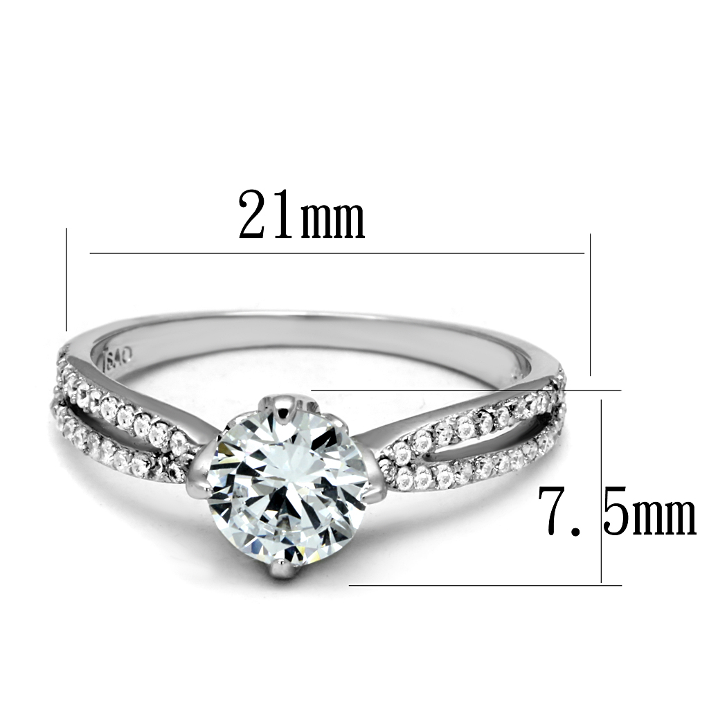 TS537 - 925 Sterling Silver Ring Rhodium Women AAA Grade CZ Clear