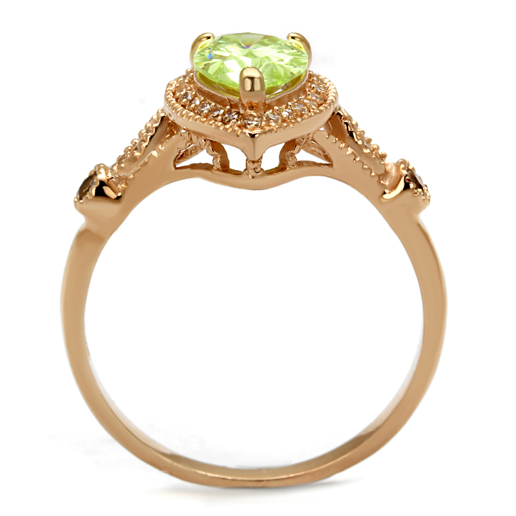 TS538 - 925 Sterling Silver Ring Rose Gold Women AAA Grade CZ Apple Green color